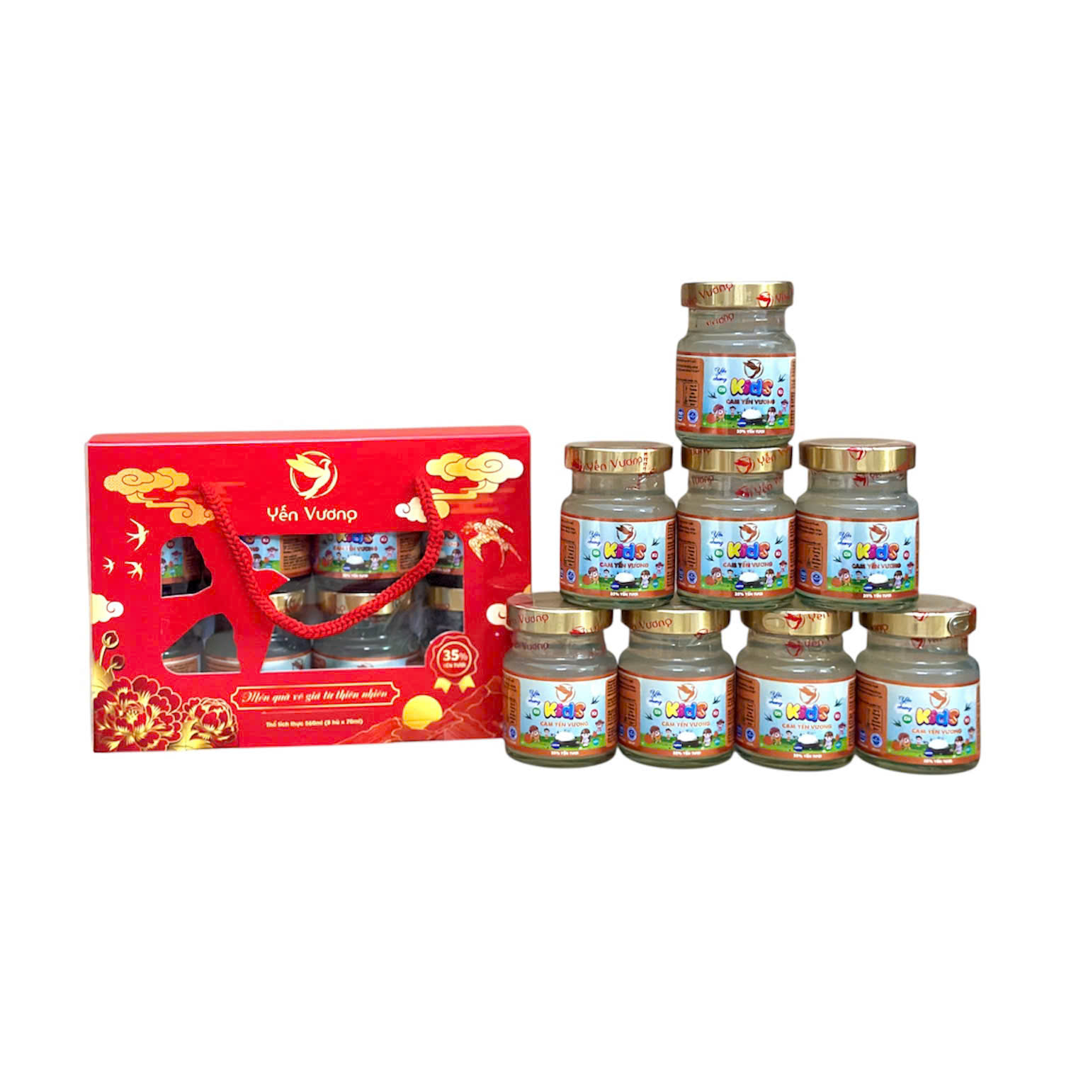 Lốc 8 hũ yến Vương 70ml Kids Cam